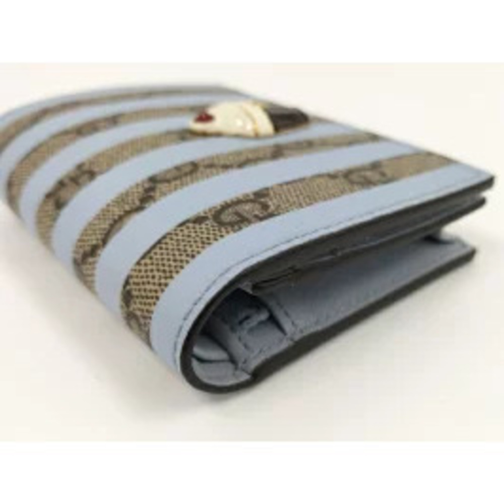 GUCCI Bi fold Wallet GG Supreme Ice Cream Leather Blue - Picture 5 of 8